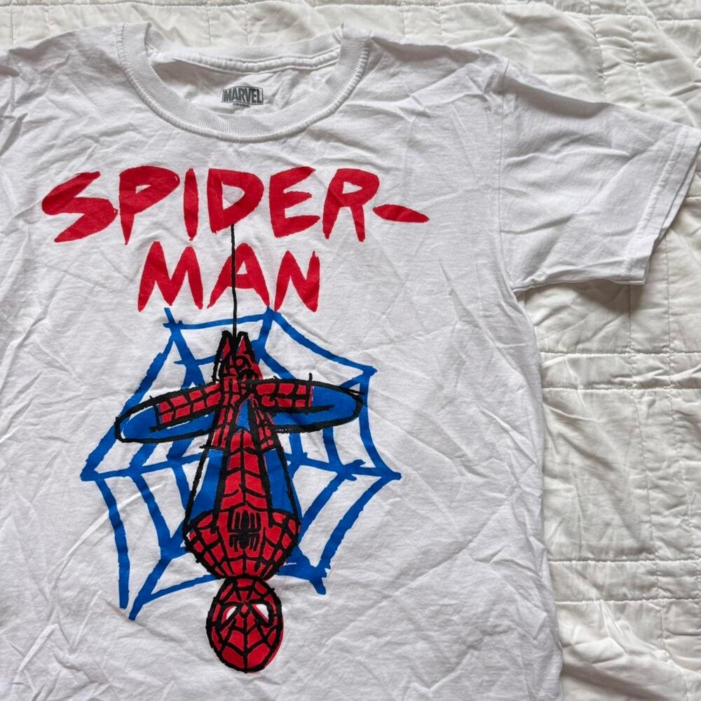 Spider man t shirt youth boys sz m 10-12‎ cotton casual short sleeve marvel